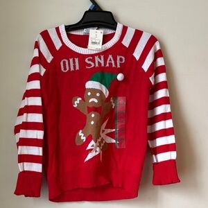Festive Red and White Kids Sweater